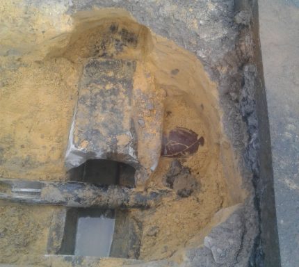 Ausgrabung einer alten Rohrleitung im Erdreich